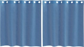 vidaXL Voile κουρτίνες με ροδέλες 2 τεμάχια Μπλε Ρουά