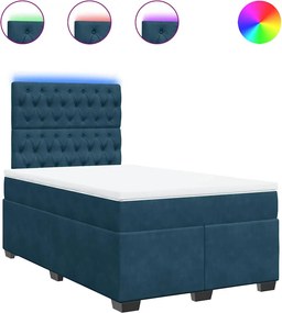 vidaXL Κρεβάτι Boxspring με Στρώμα Μπλε 120x190 εκ. Βελούδινο