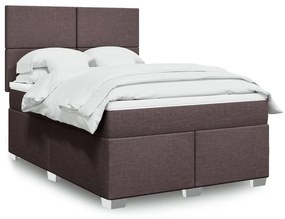 VidaXL Κρεβάτι Boxspring με Στρώμα Σκούρο Καφέ 140x190 εκ. Υφασμάτινο