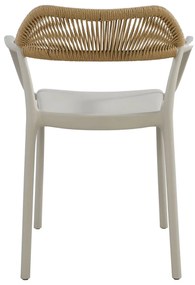 DOLLI Πολυθρόνα Στοιβαζόμενη, PP-UV Γκρι, Rope Wicker Φυσικό 56x52x78cm