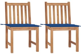 vidaXL Καρέκλες Κήπου 2 τεμ. από Μασίφ Ξύλο Teak με Μαξιλάρια