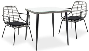 Τραπεζαρία Naoki σετ 3τεμ pe γκρι-μέταλλο μαύρο