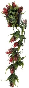 Τεχνητό Κρεμαστό Φυτό Red Pine Cone 20869 17x17x50cm Red-Green GloboStar Πολυαιθυλένιο
