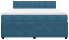 vidaXL Κρεβάτι Boxspring με Στρώμα Μπλε 180x200 εκ. Βελούδινο