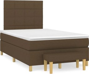 vidaXL Κρεβάτι Boxspring με Στρώμα Σκούρο Καφέ 120x200 εκ. Υφασμάτινο