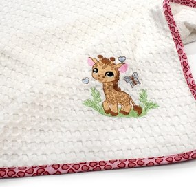 Κουβέρτα Πικέ Αγκαλιάς (80x110) Dimcol Giraffe 172 White-Pink
