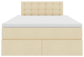 vidaXL LED Κρεβάτι αποθήκευσης με στρώμα Κρέμ 120 x 200 cm Ύφασμα