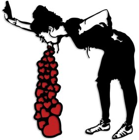 Διακοσμητικό Τοίχου Banksy 891TNL3671 63x61cm Black-Red Wallity Μέταλλο