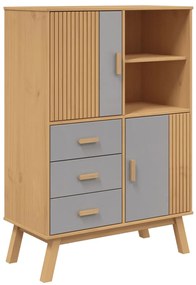 vidaXL Ντουλάπι OLDEN Γκρι και Καφέ 85x43x125 εκ. Μασίφ Ξύλο Πεύκου