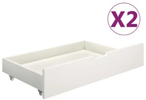 vidaXL Συρτάρια Κρεβατιού 2 τεμ. Λευκά από Μασίφ Ξύλο Πεύκου