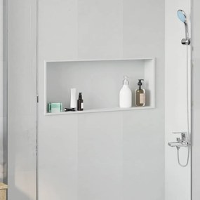 vidaXL Νίτσα Μπάνιου Λευκό 75 x 30 x 9.5 εκ. Ανοξείδωτο ατσάλι