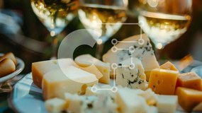 Σετ των 2 Intra Συλλεκτικό Ξύλινο Παζλ Plywood 4mm - Πιάτο τυρί και ζευγάρωμα λευκού κρασιού Σε Ξύλινο Κουτί - Διαστάσεις: 10x10 cm – 25 κομμάτια