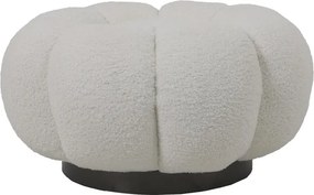 Σκαμπό Nester μπουκλέ ύφασμα σε λευκή απόχρωση Φ60x31εκ 61x61x32.5 εκ.