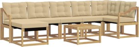 vidaXL Σειρά Καναπέ Εξωτερικού με μαξιλάρι 8 pcs Λευκό και Μπεζ