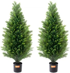 VEVOR 2 Pack 3' Artificial Cedar Topiary Tree Faux Plant UV Decor In/Outdoor