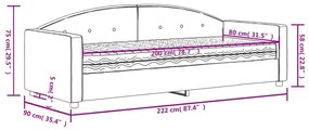 Καναπές Κρεβάτι με Στρώμα Ανοιχτό Γκρι 80 x 200 εκ. Βελούδινος - Γκρι