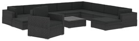 vidaXL Σαλόνι Κήπου 12 Τεμαχίων Μαύρο από Συνθετικό Ρατάν με Μαξιλάρια