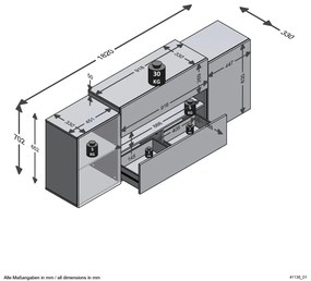 FMD Έπιπλο Τηλεόρασης/Hi-Fi Λευκό και Artisan Δρυς 182x33x70,2 εκ. - Πολύχρωμο