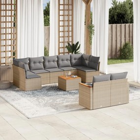 vidaXL Patio Sofa Set 9-θέσια Μικτό μπεζ