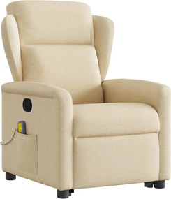 vidaXL Πολυθρόνα Μασάζ Ανακλινόμενη με Ανύψωση Κρεμ Υφασμάτινη