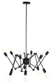 CEILING PENDANT 12-LIGHT  BLACK METAL ARTICULATED ARMS Φ92x120Hcm. 92x92x120 εκ.