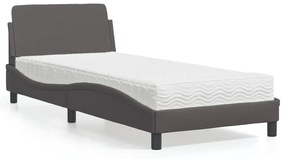 Κρεβάτι με Στρώμα Γκρι 80 x 200 εκ. Συνθετικό Δέρμα