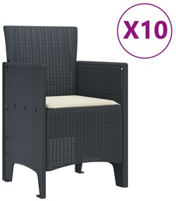 vidaXL Σετ Τραπεζαρίας 11 Τεμαχίων με Μαξιλάρια Ανθρακί Πολυ Ρατάν