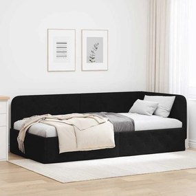 vidaXL Κρεβάτι Γωνίας Μαύρο 90 x 200 cm ύφασμα