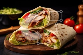 Intra Συλλεκτικό Ξύλινο Παζλ Plywood  4mm - Νόστιμα τυλίγματα κοτόπουλου σε ξύλινη σανίδα Σε Ξύλινο Κουτί - Διαστάσεις: 10x10 cm – 25 κομμάτια