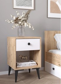 Κομοδίνο ArteLibre AMARI Δρυς/Λευκό Μοριοσανίδα 43x43x67.5cm