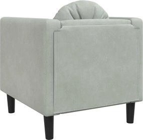 vidaXL Πολυθρόνα Ανοιχτό Γκρι Βελούδινη με Μαξιλάρι