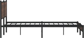 vidaXL Σκελετός Κρεβ. Χωρίς Στρώμα Καφέ Δρυς 180x200 εκ. Μεταλλικό
