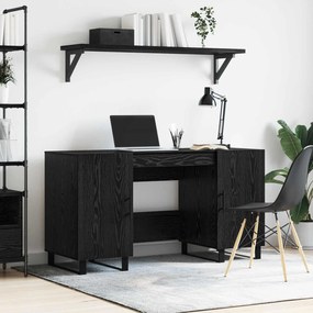 vidaXL Γραφείο με ράφι Μαύρη δρυς 140 x 50 x 75 εκ. Επεξεργασμένο ξύλο