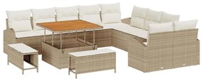 vidaXL Σετ Καναπέ Κήπου με μαξιλάρι 13 pcs Μπεζ συνθετικό ρατάν