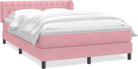 vidaXL Box Spring κρεβάτι με στρώμα ροζ 140x220 cm Βελούδινο