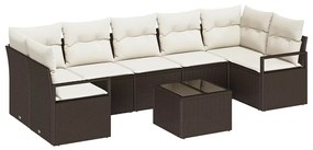 vidaXL Σετ Καναπέ Κήπου με μαξιλάρι 8 pcs Καφέ, Κρέμα 55 x 55 x 37 εκ