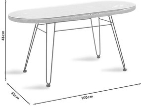 Τραπέζι Naoki μέταλλο μαύρο-pe γκρι-γυαλί 100x45x46εκ 100x45x46 εκ.