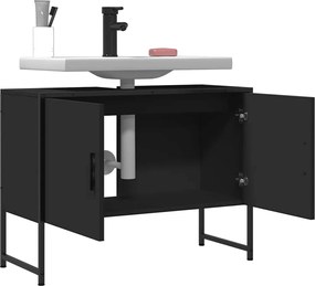 vidaXL Ντουλάπι Μπάνιου Νιπτήρα Μαύρο 80 x 33 x 60 εκ. Επεξ. Ξύλο