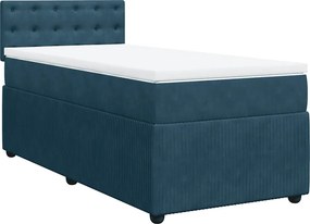vidaXL Κρεβάτι Boxspring με Στρώμα Μπλε 90x200 εκ. Βελούδινο
