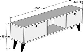 Έπιπλο Τηλεόρασης Καρυδί / Μαύρο PERAL 138x29.5x42.6