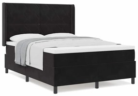 vidaXL Κρεβάτι με ελατήρια με κεφαλάρι Μαύρο 140 x 190 cm Βελούδο