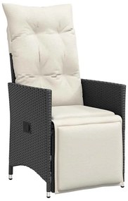 vidaXL Σέτ φαγητού για κήπο με μαξιλάρι 5 pcs Μαύρο Πολυ ράταν