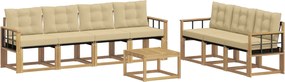 vidaXL Σειρά Καναπέ Εξωτερικού με μαξιλάρι 8 pcs Λευκό και Μπεζ