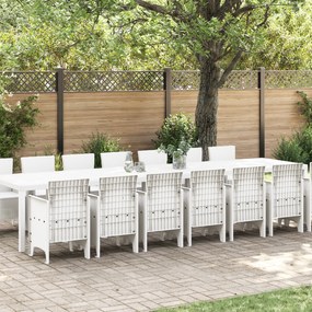 vidaXL Σετ Τραπεζαρίας Κήπου 15 pcs Λευκό Μεγάλο Πλαστικό