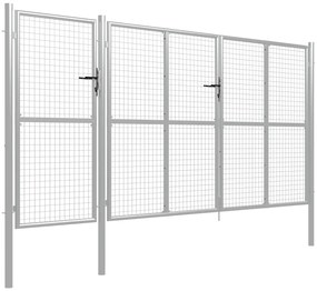 vidaXL Πόρτα Περίφραξης Κήπου Ασημί 400 x 150 εκ. Ατσάλινη