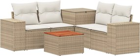 vidaXL Σετ Καναπέ 6 τμχ. Μπεζ και Κρέμ 55 x 55 x 37 εκ