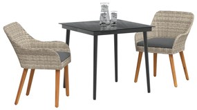 vidaXL Σετ τραπεζαρίας 3 pcs Ανοιχτό γκρι Πολυ ράταν