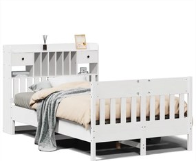 vidaXL Σκελετός Κρεβ. Χωρίς Στρώμα Λευκό 135x190 εκ Μασίφ Πεύκο