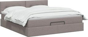 vidaXL Κρεβάτι Ottoman με Στρώμα και LED Taupe 140 x 190 cm Ύφασμα