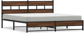 vidaXL Σκελετός Κρεβ. Χωρίς Στρώμα Καφέ Δρυς 193x203 εκ. Μεταλλικό